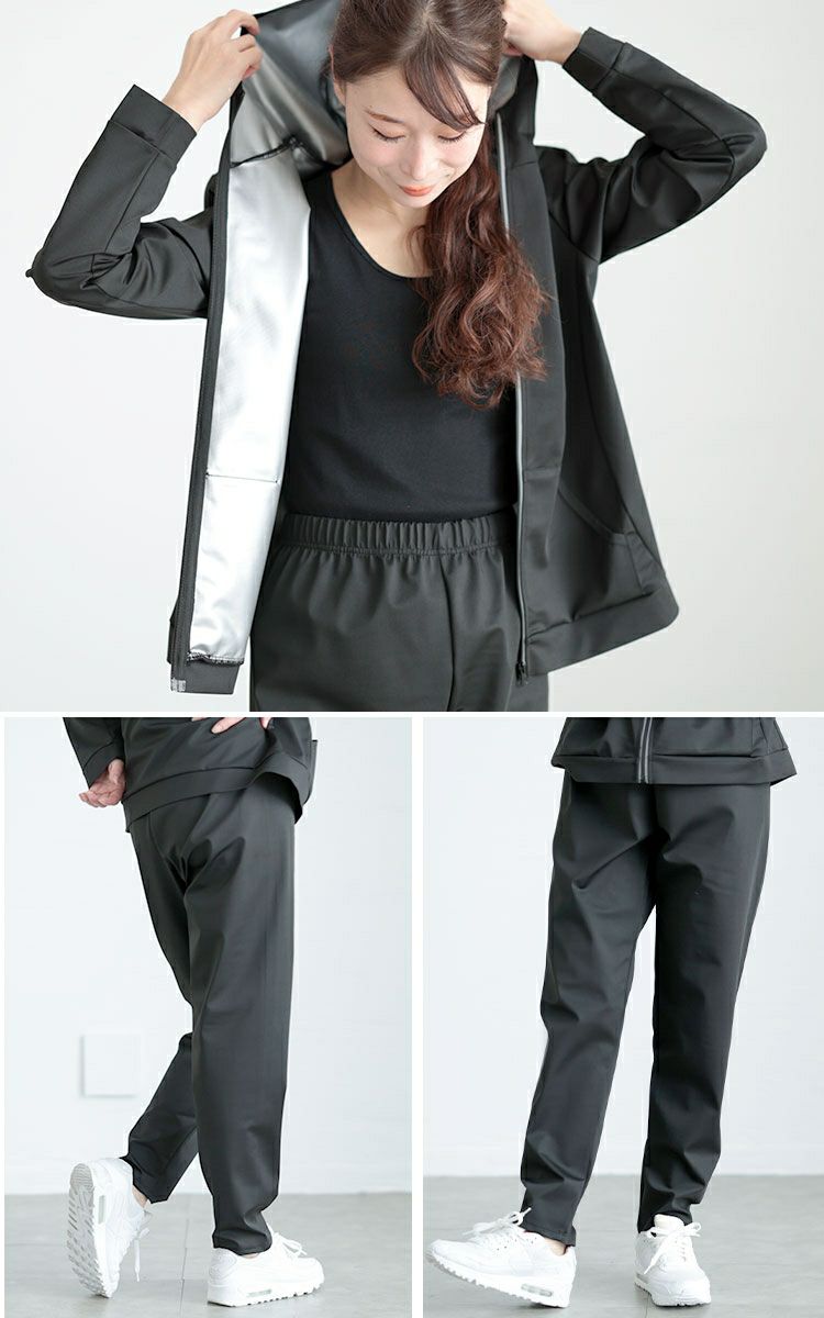 大きいサイズ レディース 超発汗！着るだけダイエットポケット付きパーカーサウナスーツ　goldy-1600