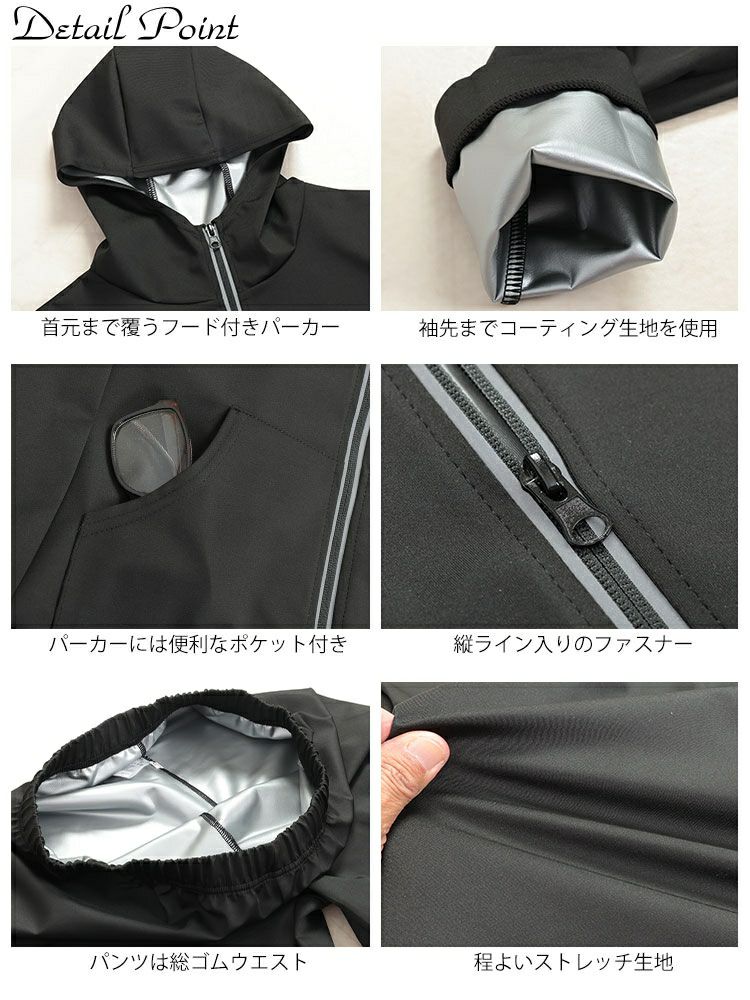 大きいサイズ レディース 超発汗！着るだけダイエットポケット付きパーカーサウナスーツ　goldy-1600