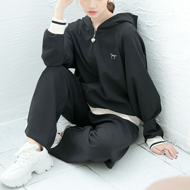 大きいサイズ レディース ジップアップパーカーセットアップ　goldy-1629