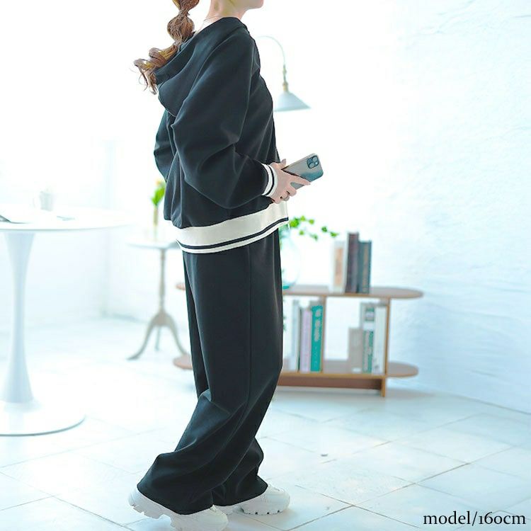 大きいサイズ レディース ジップアップパーカーセットアップ　goldy-1629