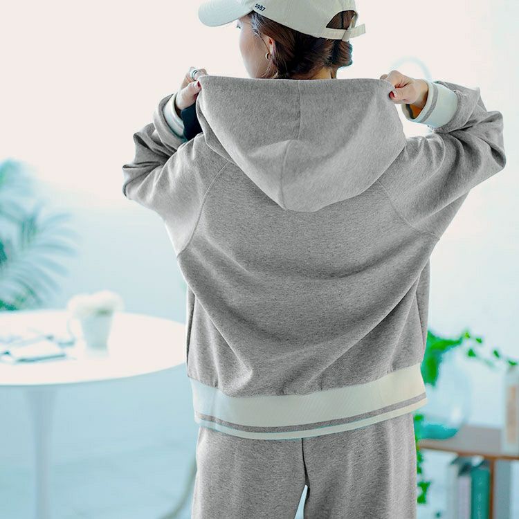 大きいサイズ レディース ジップアップパーカーセットアップ　goldy-1629