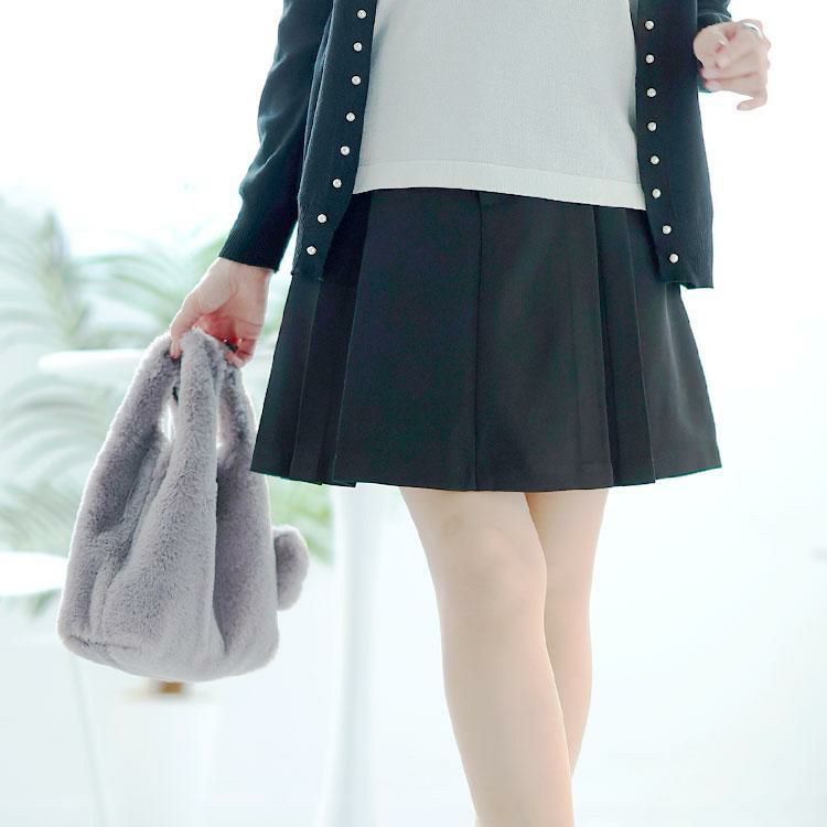 大きいサイズ レディース インパン裏地付フロントプリーツミニスカート　goldy-1626 【メール便可】 ブラック