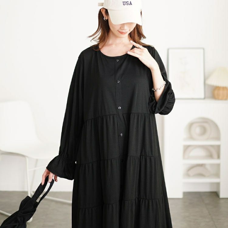 大きいサイズ レディース キャンディスリーブティアードワンピース　cast-5552013