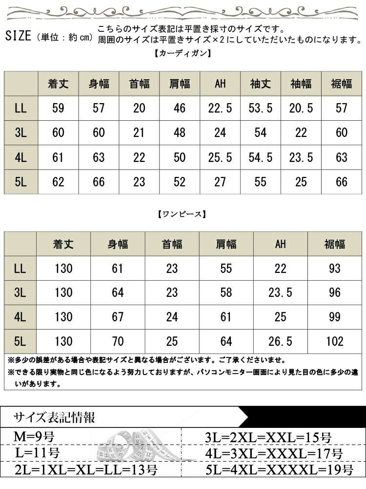 大きいサイズ レディース パールボタンカーディガン＆ノースリーブワンピース2点セット　maru-30108