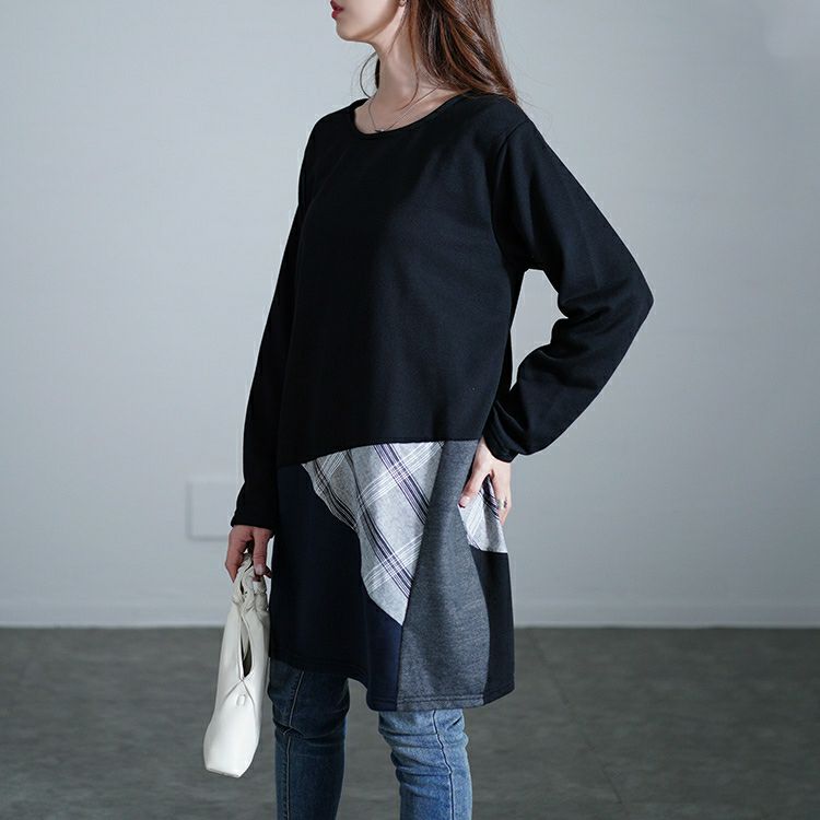 大きいサイズ レディース パッチワークコクーンチュニック　cast-5552004