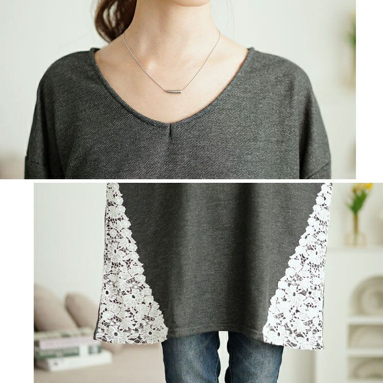 大きいサイズ レディース サイドレース切り替えチュニック　cast-5552002