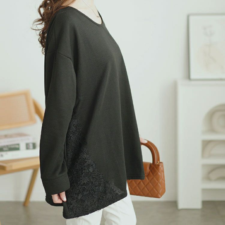 大きいサイズ レディース サイドレース切り替えチュニック　cast-5552002