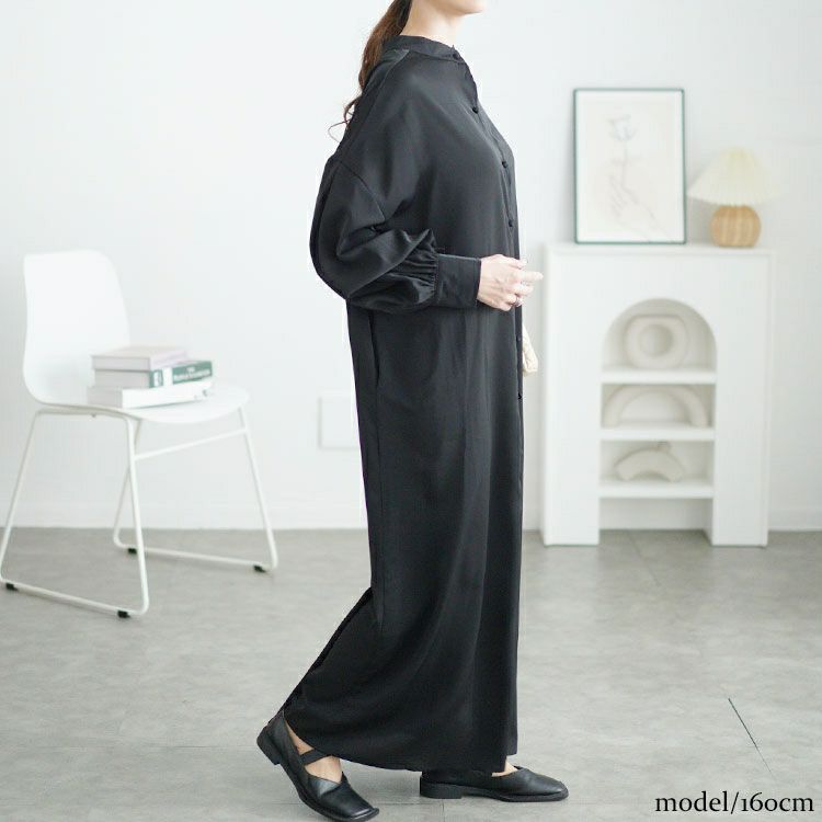 大きいサイズ レディース バンドカラーシャツワンピース　goldy-1644