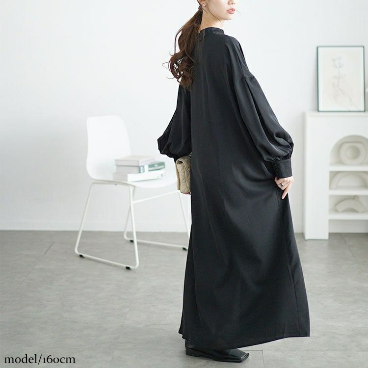 大きいサイズ レディース バンドカラーシャツワンピース　goldy-1644