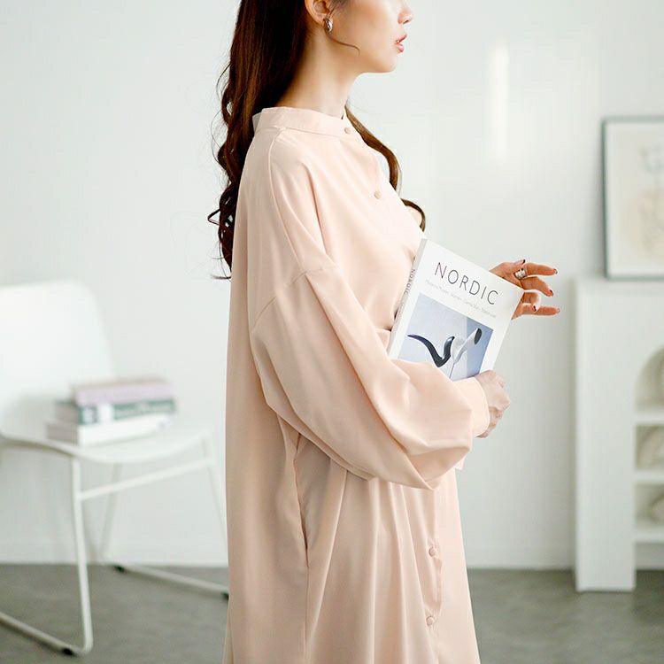 大きいサイズ レディース バンドカラーシャツワンピース　goldy-1644