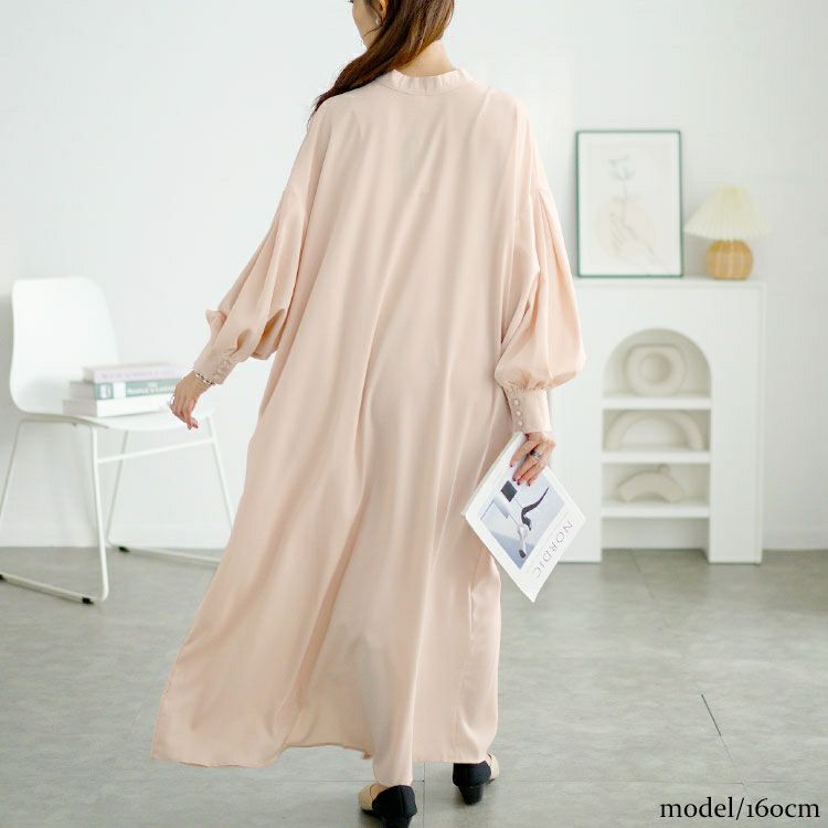 大きいサイズ レディース バンドカラーシャツワンピース　goldy-1644