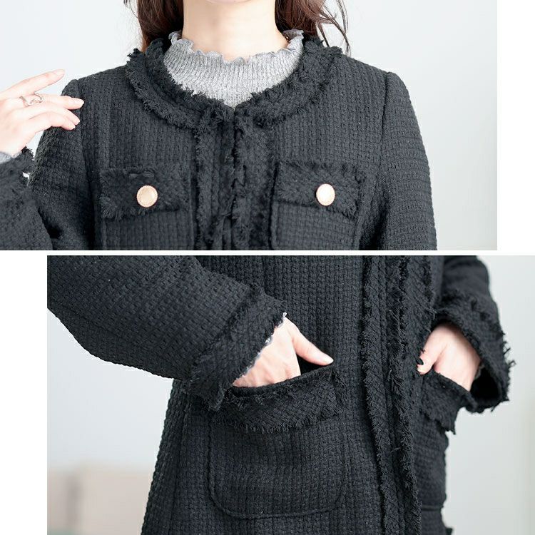 大きいサイズ レディース ノーカラーツイードジャケット　goldy-1636