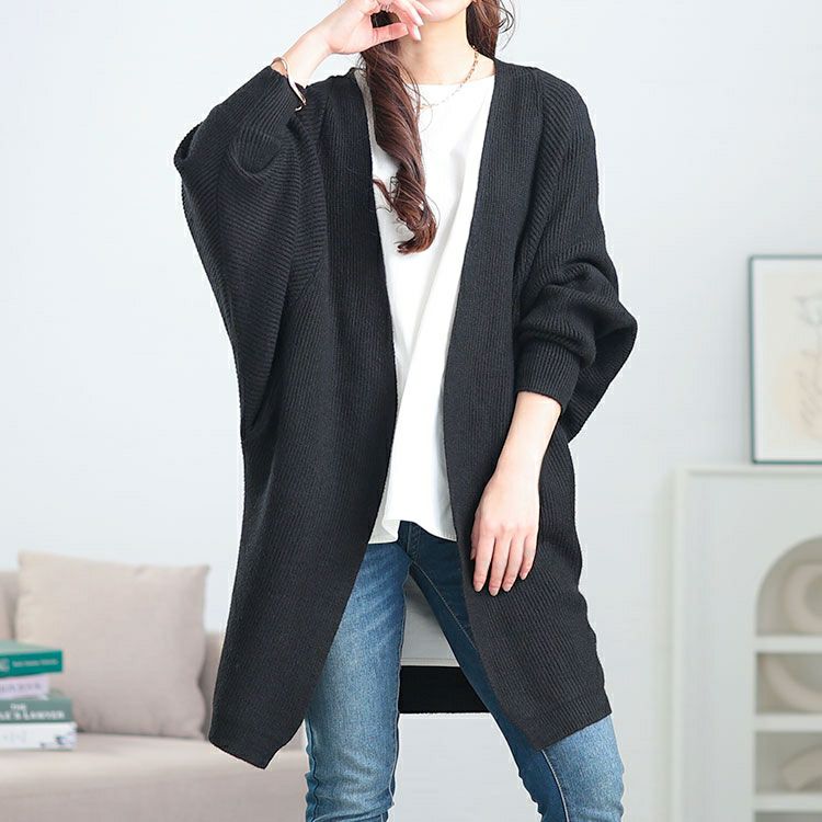 大きいサイズ レディース ニットドルマントッパーカーディガン　goldy-1635