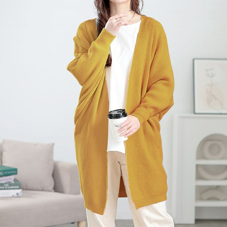 大きいサイズ レディース ニットドルマントッパーカーディガン　goldy-1635