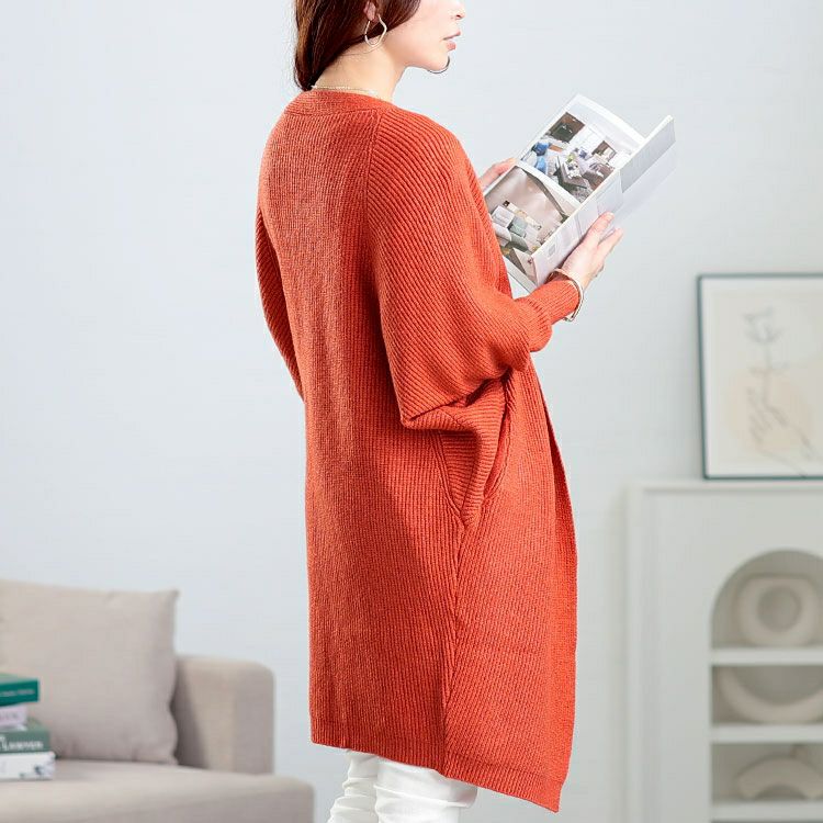 大きいサイズ レディース ニットドルマントッパーカーディガン　goldy-1635