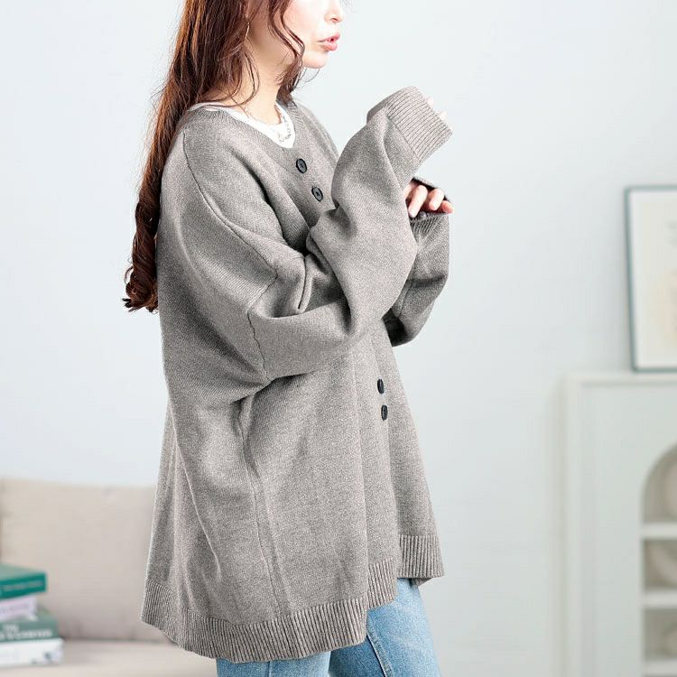 大きいサイズ レディース オーバーサイズニットカーディガン　goldy-1633