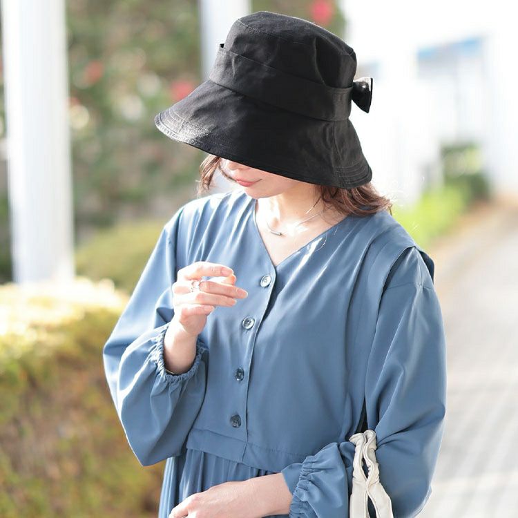 大きいサイズ レディース リボンバケットハット　fem-575 【メール便可】