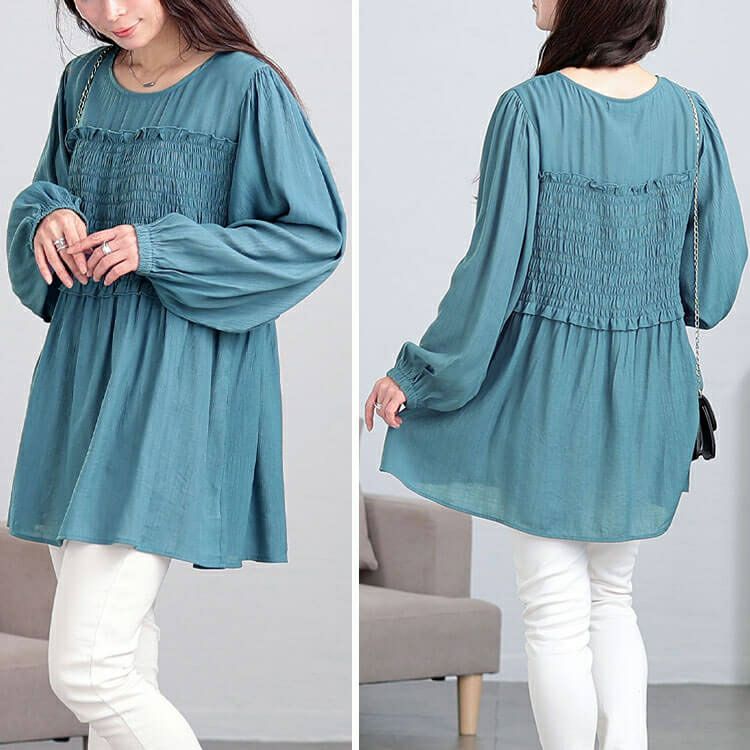 大きいサイズ レディース シャーリングビスチェドッキングチュニック　fem-564