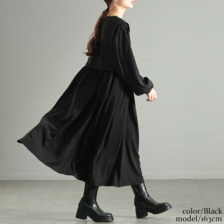 大きいサイズ レディース サイドリボンベストドッキングワンピース　fem-561