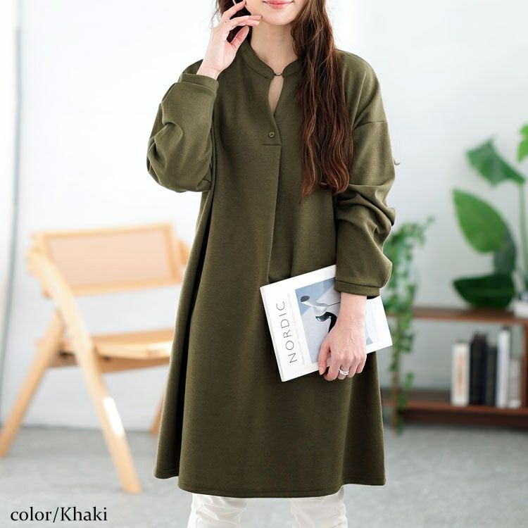 大きいサイズ レディース フロントタックスキッパーチュニック　cast-5552010