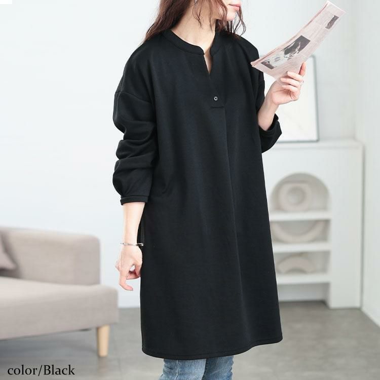 大きいサイズ レディース フロントタックスキッパーチュニック　cast-5552010 ブラック