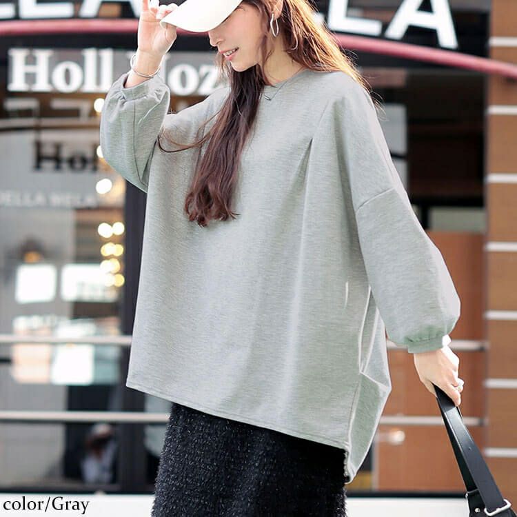 大きいサイズ レディース タック入りテールカットコクーンチュニック　cast-5552009