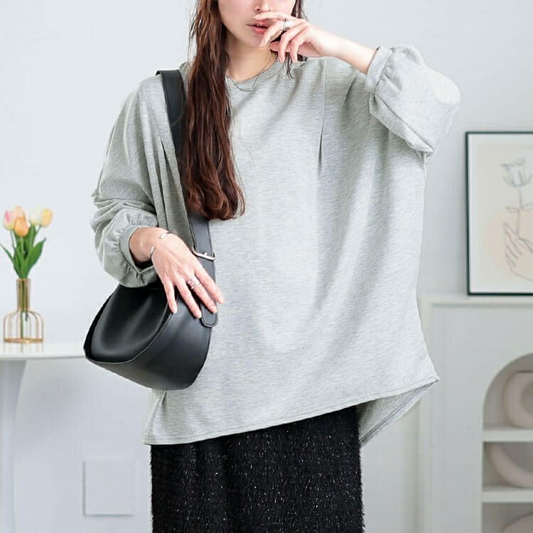 大きいサイズ レディース タック入りテールカットコクーンチュニック　cast-5552009