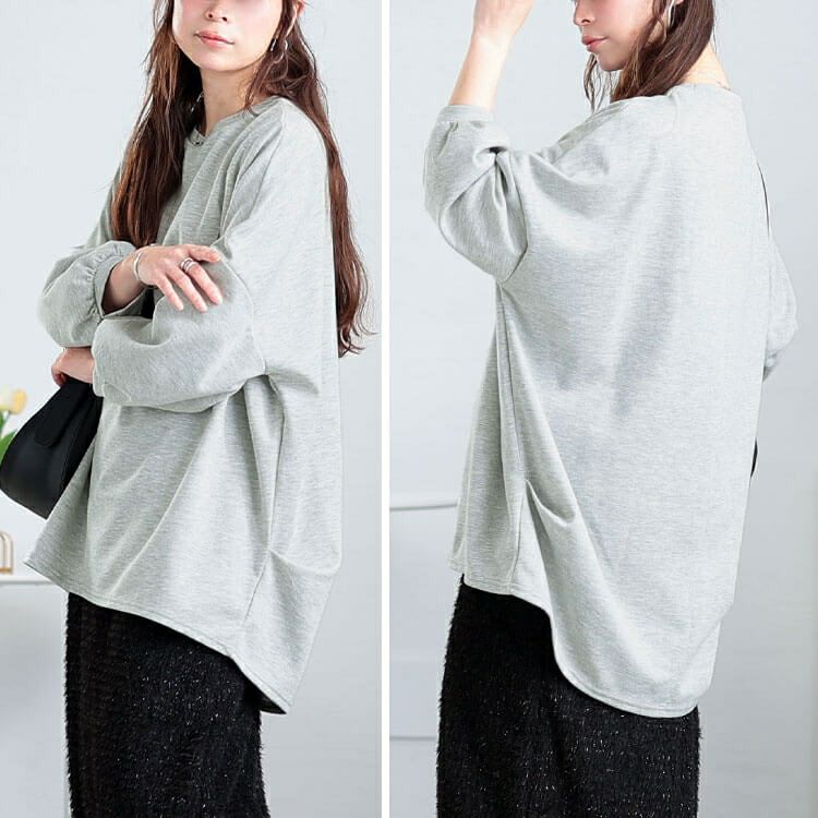 大きいサイズ レディース タック入りテールカットコクーンチュニック　cast-5552009