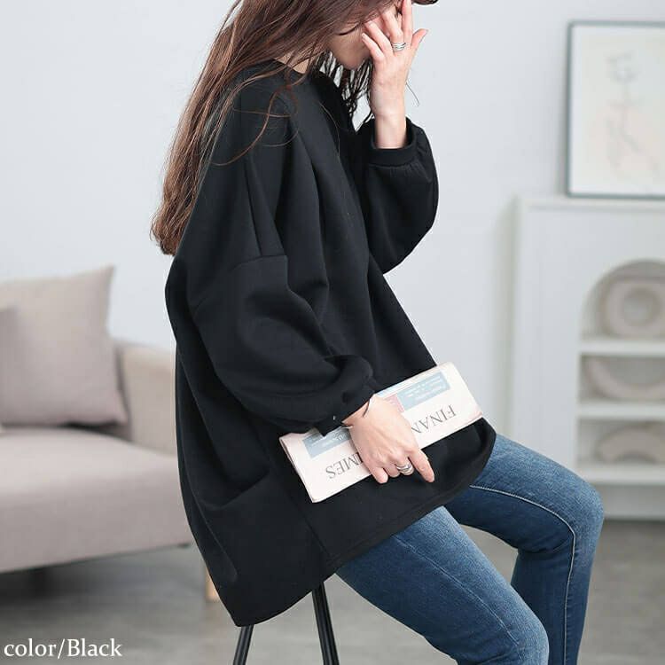 大きいサイズ レディース タック入りテールカットコクーンチュニック　cast-5552009