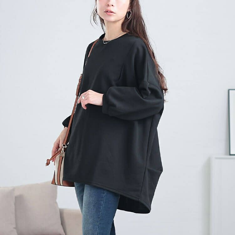 大きいサイズ レディース タック入りテールカットコクーンチュニック　cast-5552009