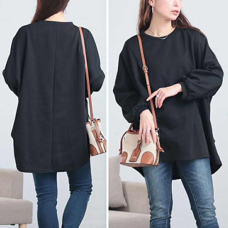 大きいサイズ レディース タック入りテールカットコクーンチュニック　cast-5552009