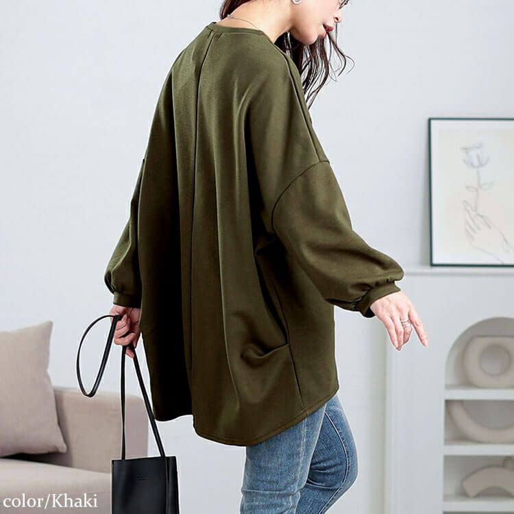 大きいサイズ レディース タック入りテールカットコクーンチュニック　cast-5552009