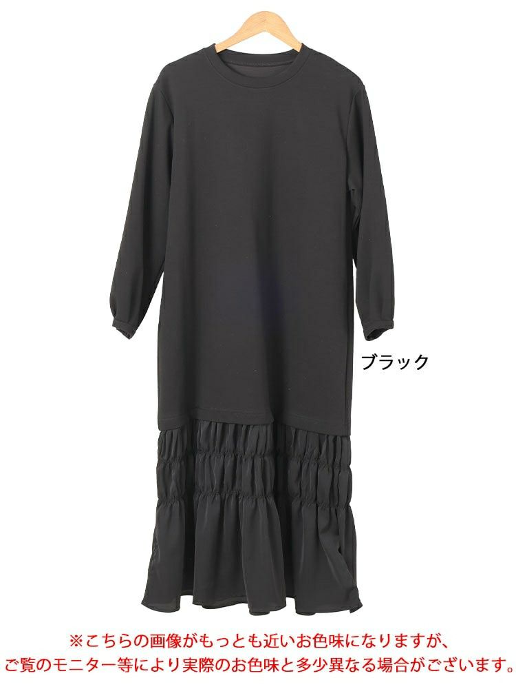 大きいサイズ レディース 裾ティアードスウェットワンピース　goldy-1639