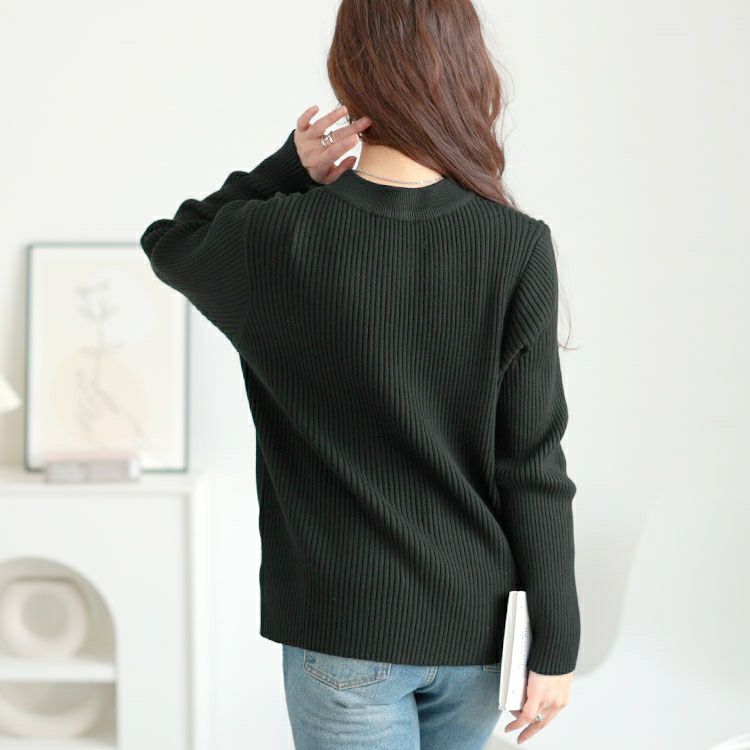 大きいサイズ レディース 胸元カットアウトリブニットトップス　goldy-1637