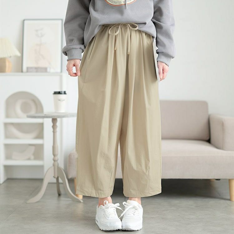 大きいサイズ レディース ストレッチタックコクーンワイドパンツ　maru-30130