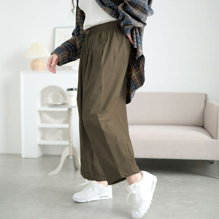 大きいサイズ レディース ストレッチタックコクーンワイドパンツ　maru-30130