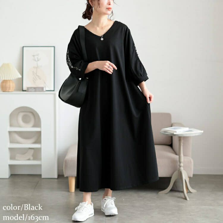 大きいサイズ レディース 前後2way花柄切り替えフレアワンピース　fem-559