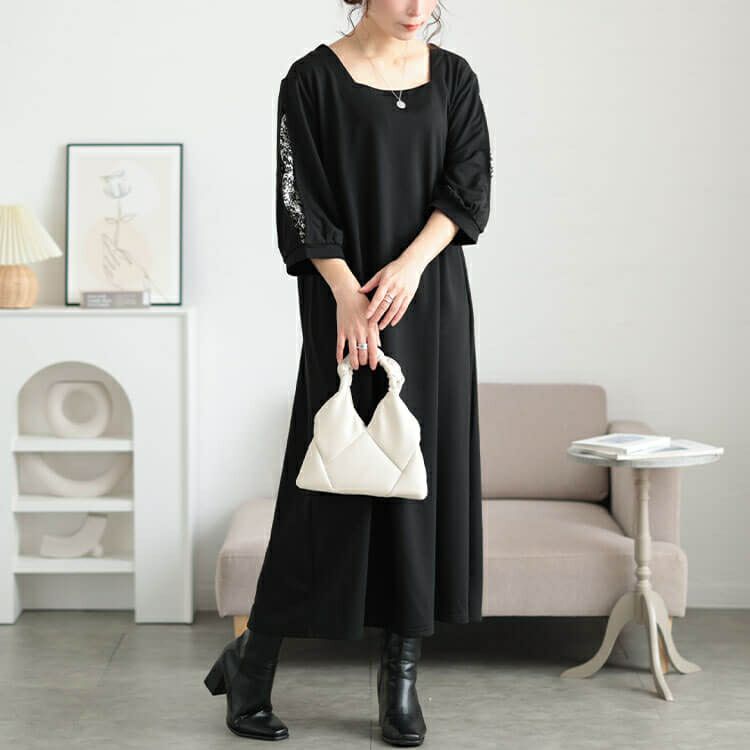 大きいサイズ レディース 前後2way花柄切り替えフレアワンピース　fem-559