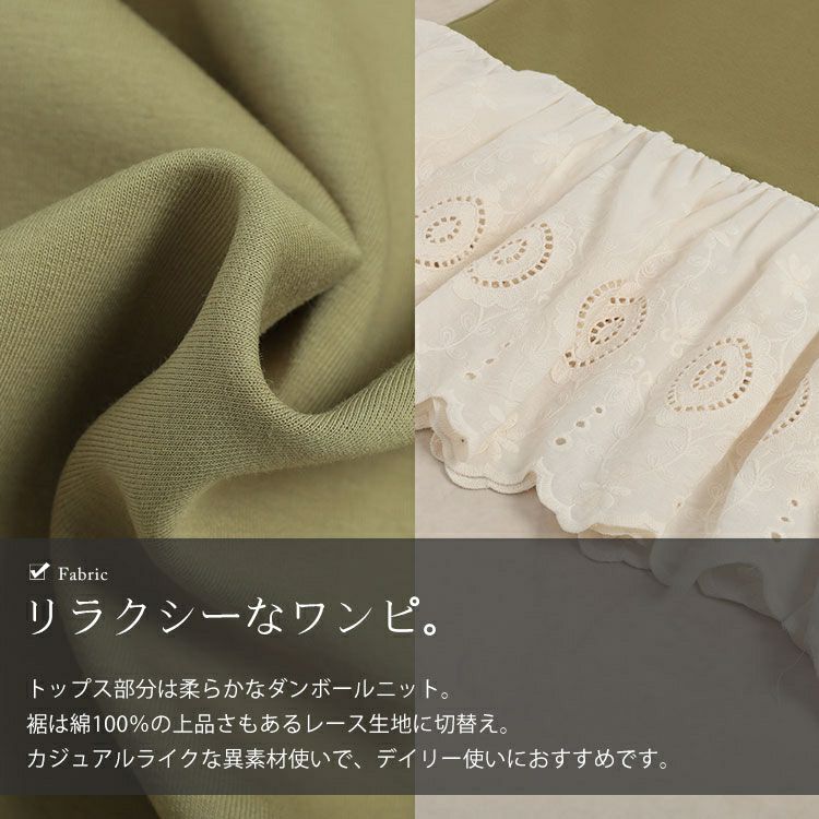 大きいサイズ レディース 裾レースフラワーモチーフスウェットワンピース　goldy-1642