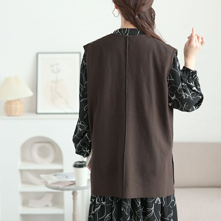 大きいサイズ レディース サイドスリット深Vネックベスト　cpdai-640651