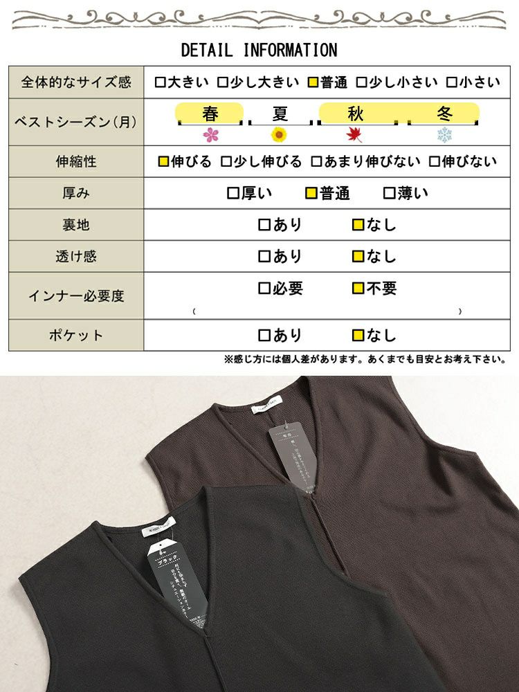 大きいサイズ レディース サイドスリット深Vネックベスト　cpdai-640651