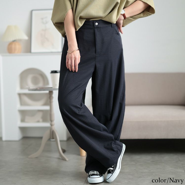 大きいサイズ レディース 裾タックストレッチカーブパンツ　cpdai-640684