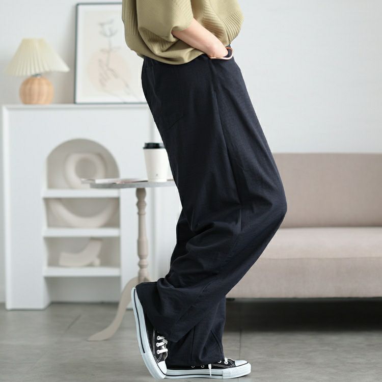 大きいサイズ レディース 裾タックストレッチカーブパンツ　cpdai-640684