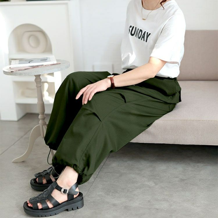 大きいサイズ レディース ストレッチパラシュートパンツ　cpdai-640689