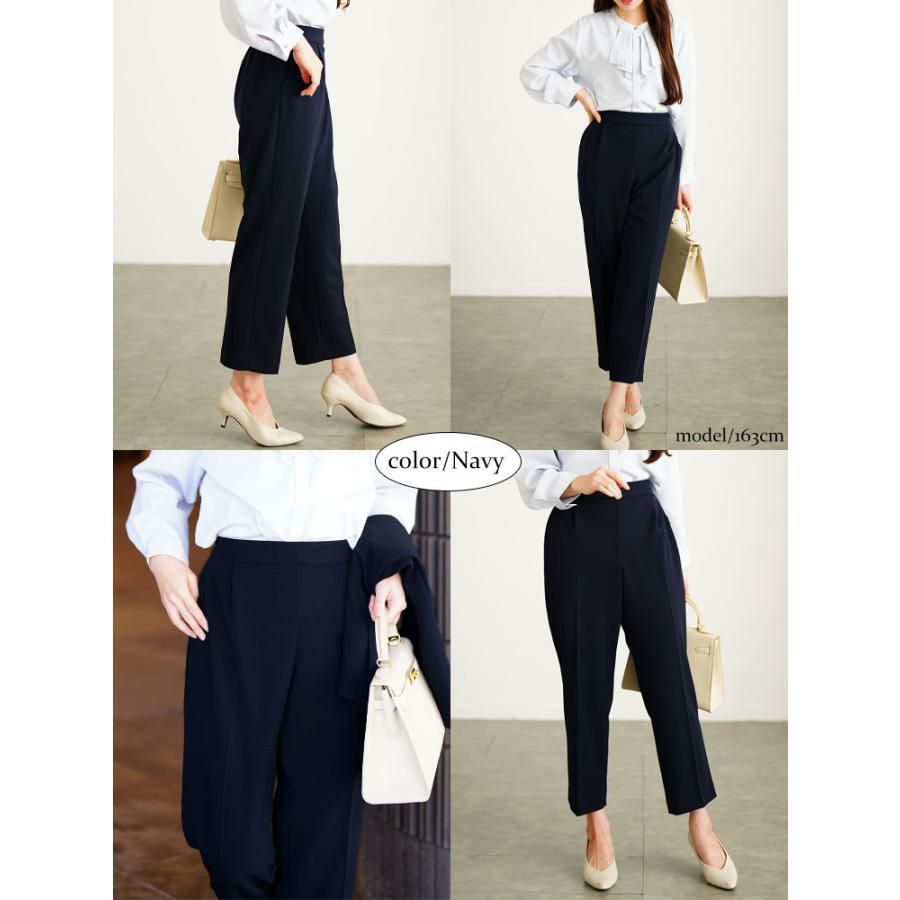 大きいサイズ レディース センターシームストレッチテーパードパンツ　cpdai-640713 ネイビー