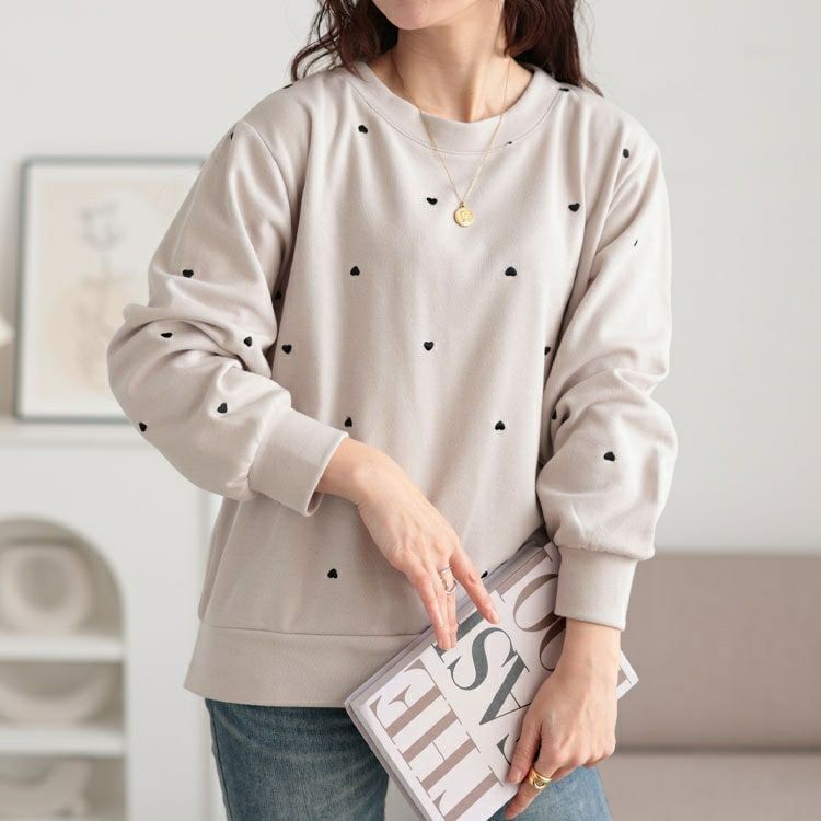 大きいサイズ レディース ミニハート刺繍プルオーバー　cpdai-659550 【メール便可】