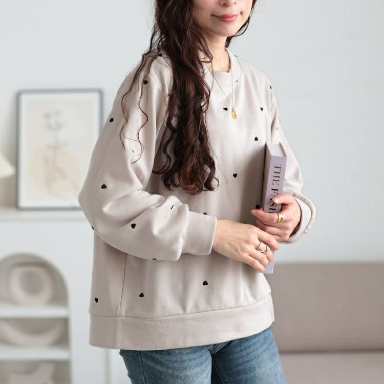 大きいサイズ レディース ミニハート刺繍プルオーバー　cpdai-659550 【メール便可】