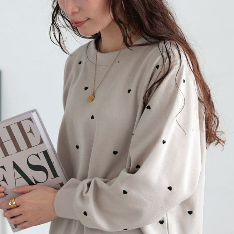 大きいサイズ レディース ミニハート刺繍プルオーバー　cpdai-659550 【メール便可】