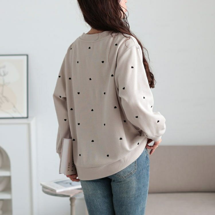 大きいサイズ レディース ミニハート刺繍プルオーバー　cpdai-659550 【メール便可】