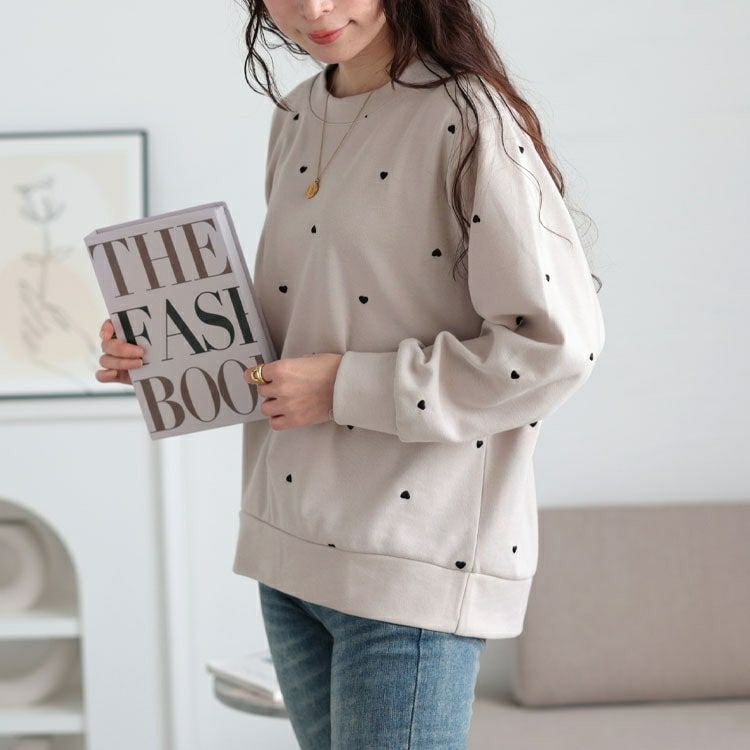 大きいサイズ レディース ミニハート刺繍プルオーバー　cpdai-659550 【メール便可】